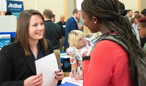 Student at a job fair